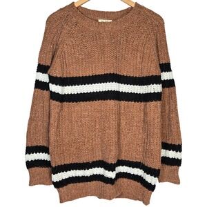 Spring Haze‎ Los Angeles Sweater Brown Stripe Pullover Knit Acrylic Blend S/M